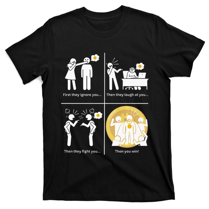 Bitcoin Ignore Laugh Fight And Win! T-Shirt