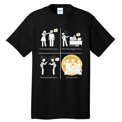 Bitcoin Ignore Laugh Fight And Win! Tall T-Shirt