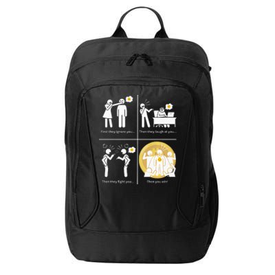 Bitcoin Ignore Laugh Fight And Win! City Backpack