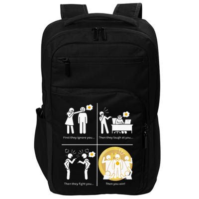 Bitcoin Ignore Laugh Fight And Win! Impact Tech Backpack