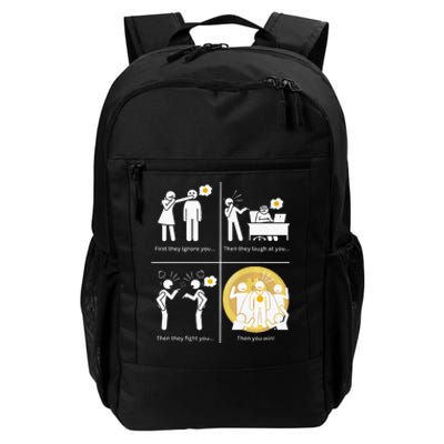 Bitcoin Ignore Laugh Fight And Win! Daily Commute Backpack