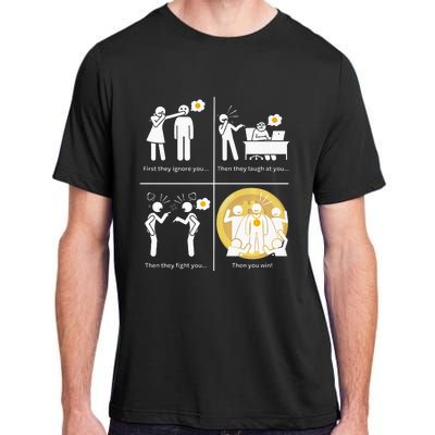 Bitcoin Ignore Laugh Fight And Win! Adult ChromaSoft Performance T-Shirt