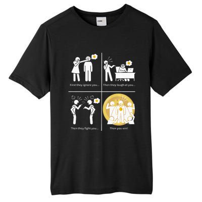 Bitcoin Ignore Laugh Fight And Win! Tall Fusion ChromaSoft Performance T-Shirt