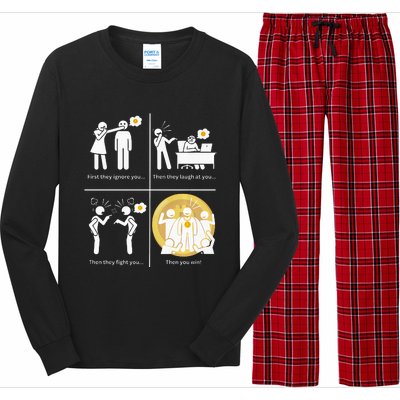 Bitcoin Ignore Laugh Fight And Win! Long Sleeve Pajama Set