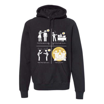 Bitcoin Ignore Laugh Fight And Win! Premium Hoodie