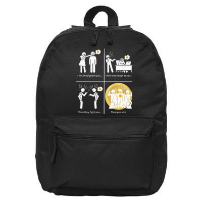 Bitcoin Ignore Laugh Fight And Win! 16 in Basic Backpack