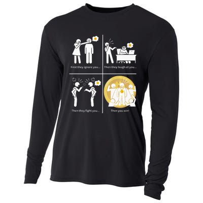 Bitcoin Ignore Laugh Fight And Win! Cooling Performance Long Sleeve Crew