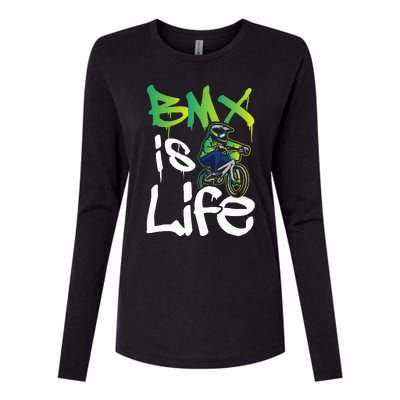 Bmx Is Life Cyclist Road Racing Freestyle Bike Rider Womens Cotton Relaxed Long Sleeve T-Shirt