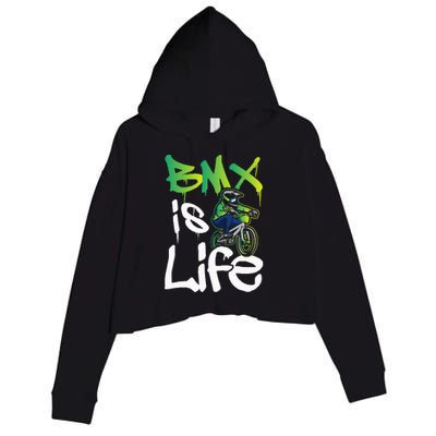 Bmx Is Life Cyclist Road Racing Freestyle Bike Rider Crop Fleece Hoodie