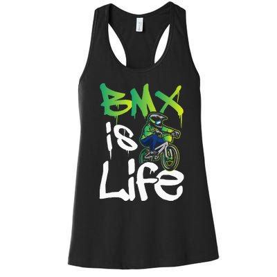 Bmx Is Life Cyclist Road Racing Freestyle Bike Rider Women's Racerback Tank