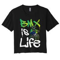 Bmx Is Life Cyclist Road Racing Freestyle Bike Rider Women's Crop Top Tee