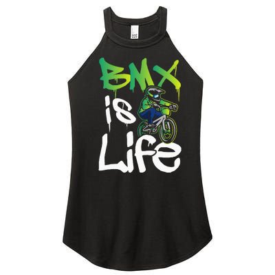 Bmx Is Life Cyclist Road Racing Freestyle Bike Rider Women’s Perfect Tri Rocker Tank