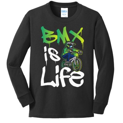 Bmx Is Life Cyclist Road Racing Freestyle Bike Rider Kids Long Sleeve Shirt