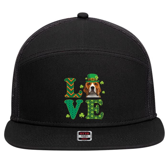 Beagle I Love My Beagle St Patricks Day Funny Dog Lover 7 Panel Mesh Trucker Snapback Hat