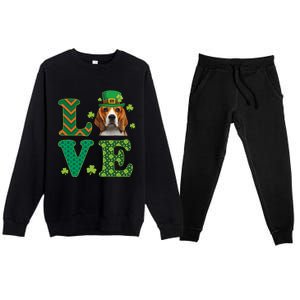 Beagle I Love My Beagle St Patricks Day Funny Dog Lover Premium Crewneck Sweatsuit Set