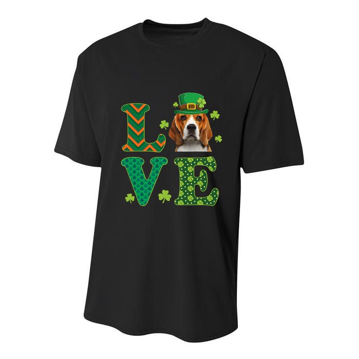 Beagle I Love My Beagle St Patricks Day Funny Dog Lover Youth Performance Sprint T-Shirt