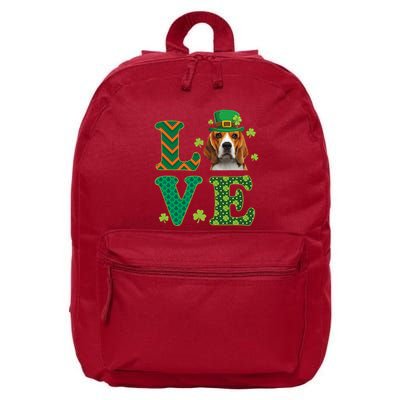 Beagle I Love My Beagle St Patricks Day Funny Dog Lover 16 in Basic Backpack