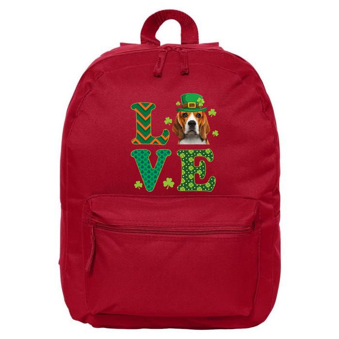 Beagle I Love My Beagle St Patricks Day Funny Dog Lover 16 in Basic Backpack