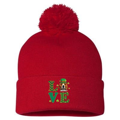 Beagle I Love My Beagle St Patricks Day Funny Dog Lover Pom Pom 12in Knit Beanie