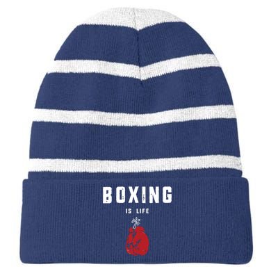 Boxing Is Life Striped Beanie with Solid Band