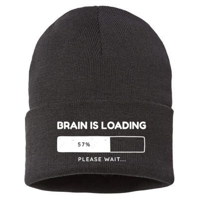 Brain Is Loading Please Wait Funny Sustainable Knit Beanie