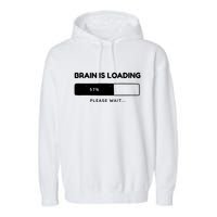 Brain Is Loading Please Wait Funny Garment-Dyed Fleece Hoodie