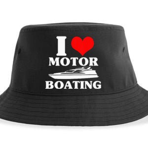 Boater I Love Motor Boating Funny Boating Sustainable Bucket Hat