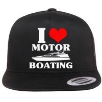 Boater I Love Motor Boating Funny Boating Flat Bill Trucker Hat