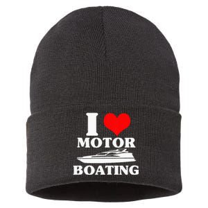 Boater I Love Motor Boating Funny Boating Sustainable Knit Beanie