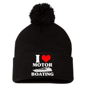 Boater I Love Motor Boating Funny Boating Pom Pom 12in Knit Beanie