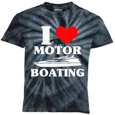 Boater I Love Motor Boating Funny Boating Kids Tie-Dye T-Shirt