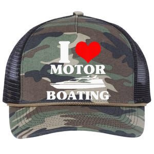 Boater I Love Motor Boating Funny Boating Retro Rope Trucker Hat Cap