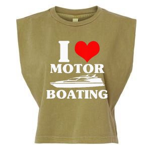 Boater I Love Motor Boating Funny Boating Garment-Dyed Women's Muscle Tee