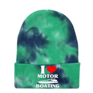 Boater I Love Motor Boating Funny Boating Tie Dye 12in Knit Beanie