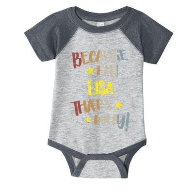 Because IM Lisa ThatS Why Retro Vintage Name Gift Infant Baby Jersey Bodysuit