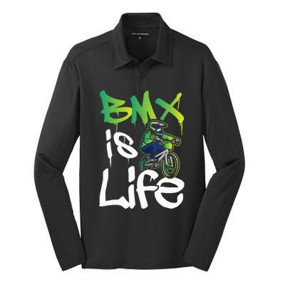 Bmx Is Life Cyclist Road Racing Freestyle Bike Rider Silk Touch Performance Long Sleeve Polo