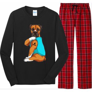 Boxer I Love Mom Tattoo Apparel Dog Mom Gifts Long Sleeve Pajama Set