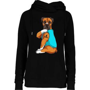 Boxer I Love Mom Tattoo Apparel Dog Mom Gifts Womens Funnel Neck Pullover Hood