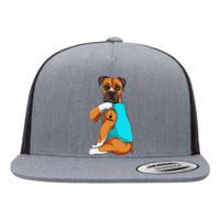 Boxer I Love Mom Tattoo Apparel Dog Mom Gifts Flat Bill Trucker Hat