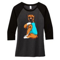 Boxer I Love Mom Tattoo Apparel Dog Mom Gifts Women's Tri-Blend 3/4-Sleeve Raglan Shirt