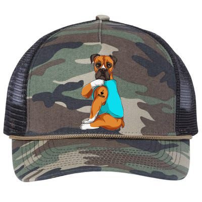 Boxer I Love Mom Tattoo Apparel Dog Mom Gifts Retro Rope Trucker Hat Cap