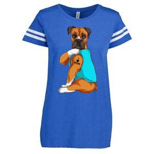 Boxer I Love Mom Tattoo Apparel Dog Mom Gifts Enza Ladies Jersey Football T-Shirt