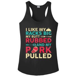 BBQ I Like My Racks Big My Butt Rubbed And My Pork Pulled Ladies PosiCharge Competitor Racerback Tank