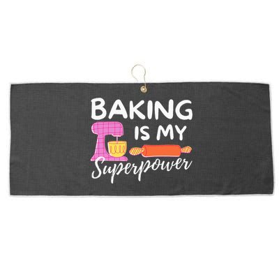 Baking Is My Superpower Funny Baker & Baking Gift Large Microfiber Waffle Golf Towel