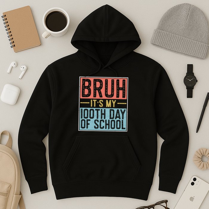 Bruh ItS My 100th Day Of School Boys Hoodie