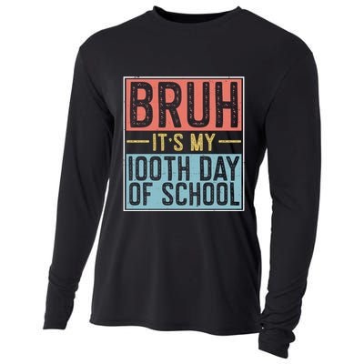 Bruh ItS My 100th Day Of School Boys Cooling Performance Long Sleeve Crew