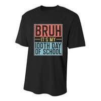 Bruh ItS My 100th Day Of School Boys Youth Performance Sprint T-Shirt