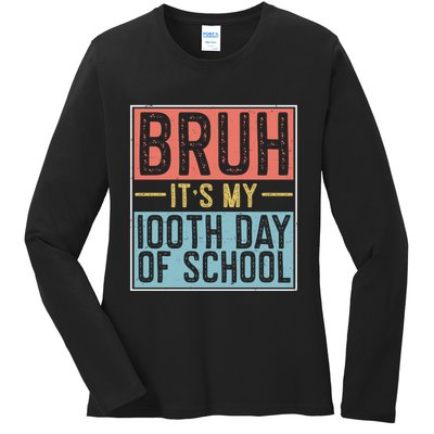 Bruh ItS My 100th Day Of School Boys Ladies Long Sleeve Shirt