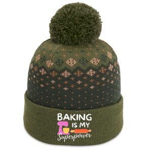 Baking Is My Superpower Funny Baker & Baking Gift The Baniff Cuffed Pom Beanie