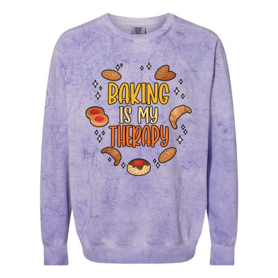 Baking Is My Therapy Meaningful Gift Colorblast Crewneck Sweatshirt